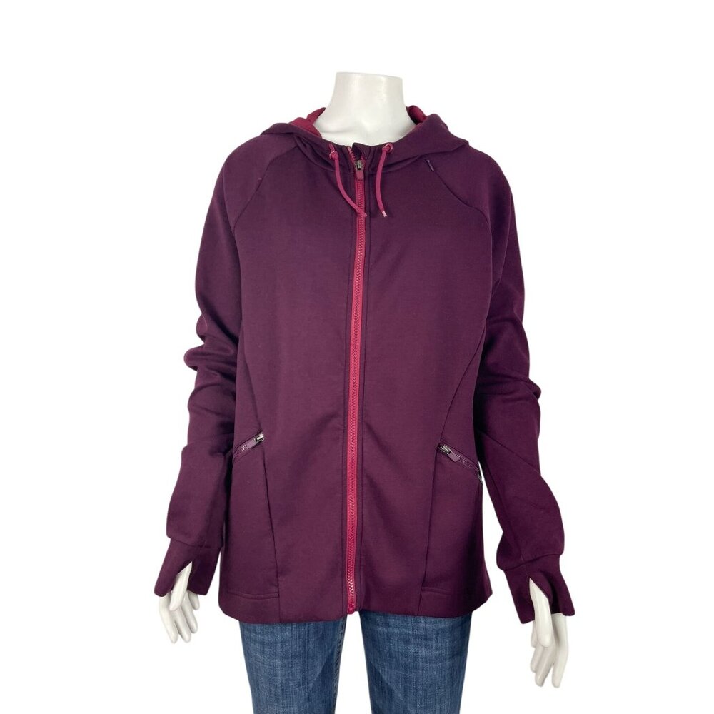 Fabletics Sammy Jacket Large Full Zip Maroon Plum… - image 1